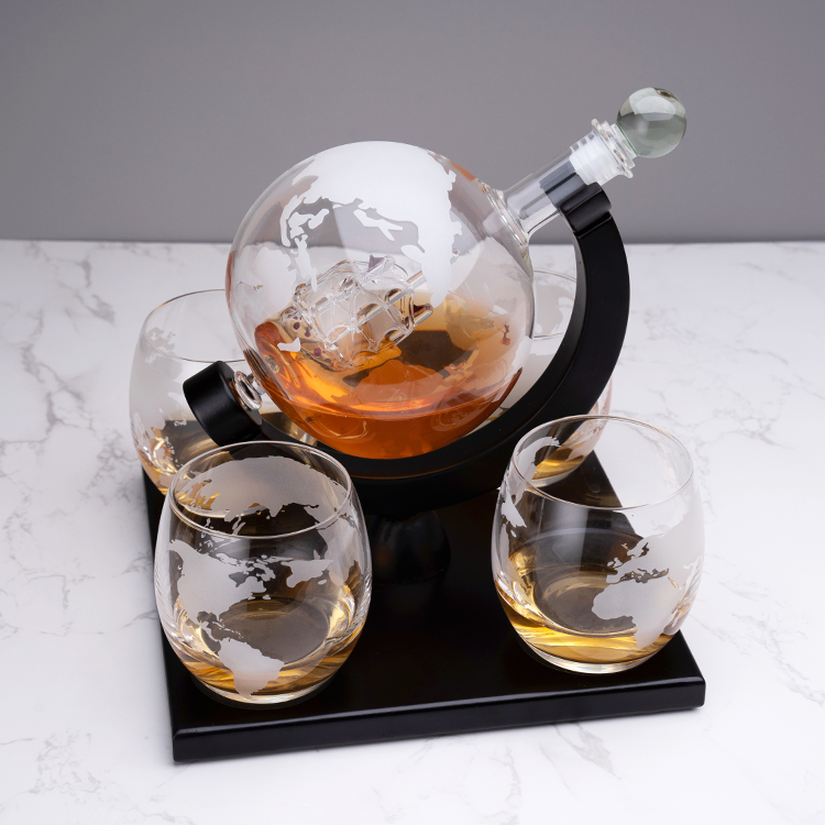 Decanter Globe Set - Juego de decantador de whisky de