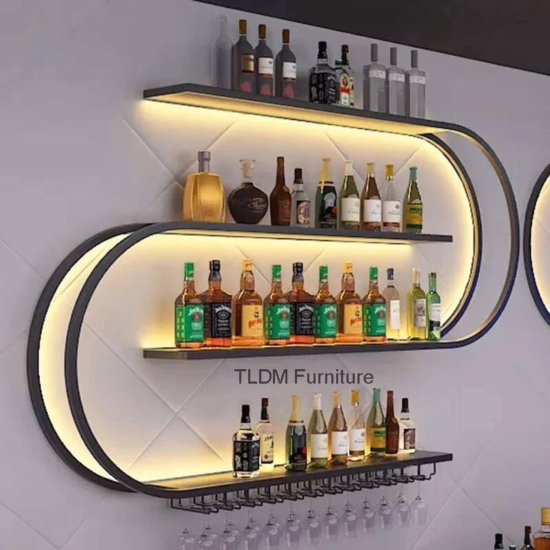 Home Bar Setup - Estante de Pared de Hierro con